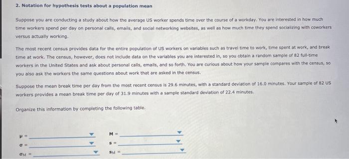 Solved 2 Notation For Hypothesis Tests About A Population Chegg