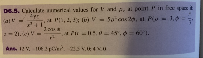 Solved A V D Calculate Numerical Values For V And P Chegg