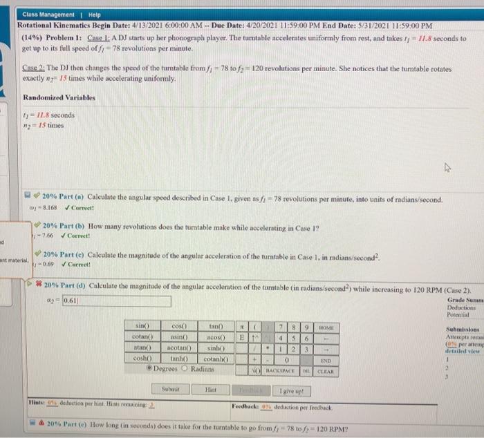 Solved Class Management Help Rotational Kinematies Begin Chegg