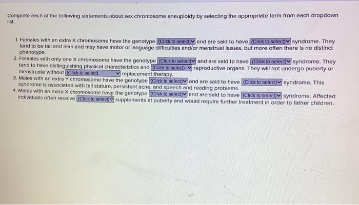 Solved Complete Each Of The Following Statements About Sex Chegg