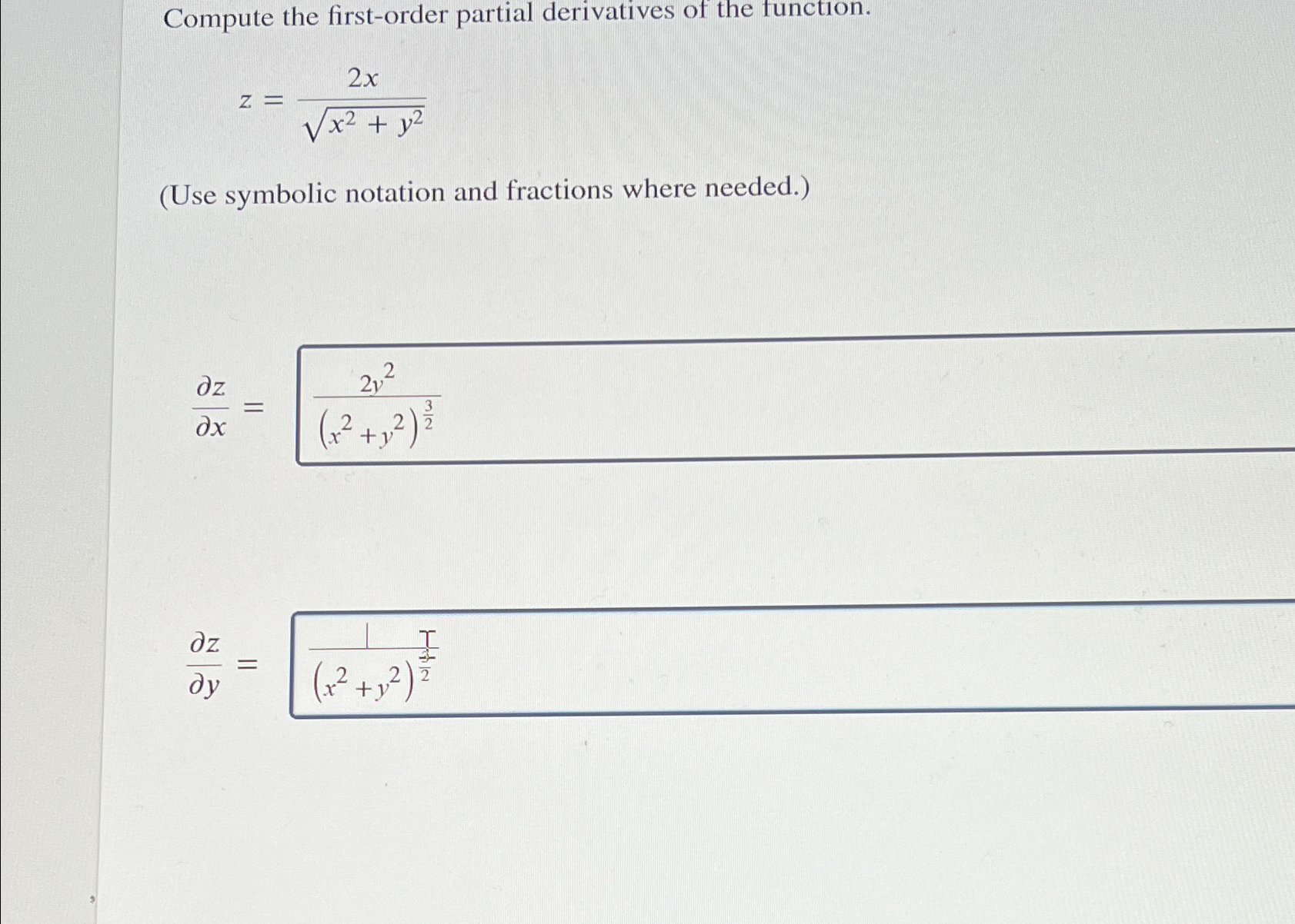 Solved Compute The First Order Partial Derivatives Of The Chegg