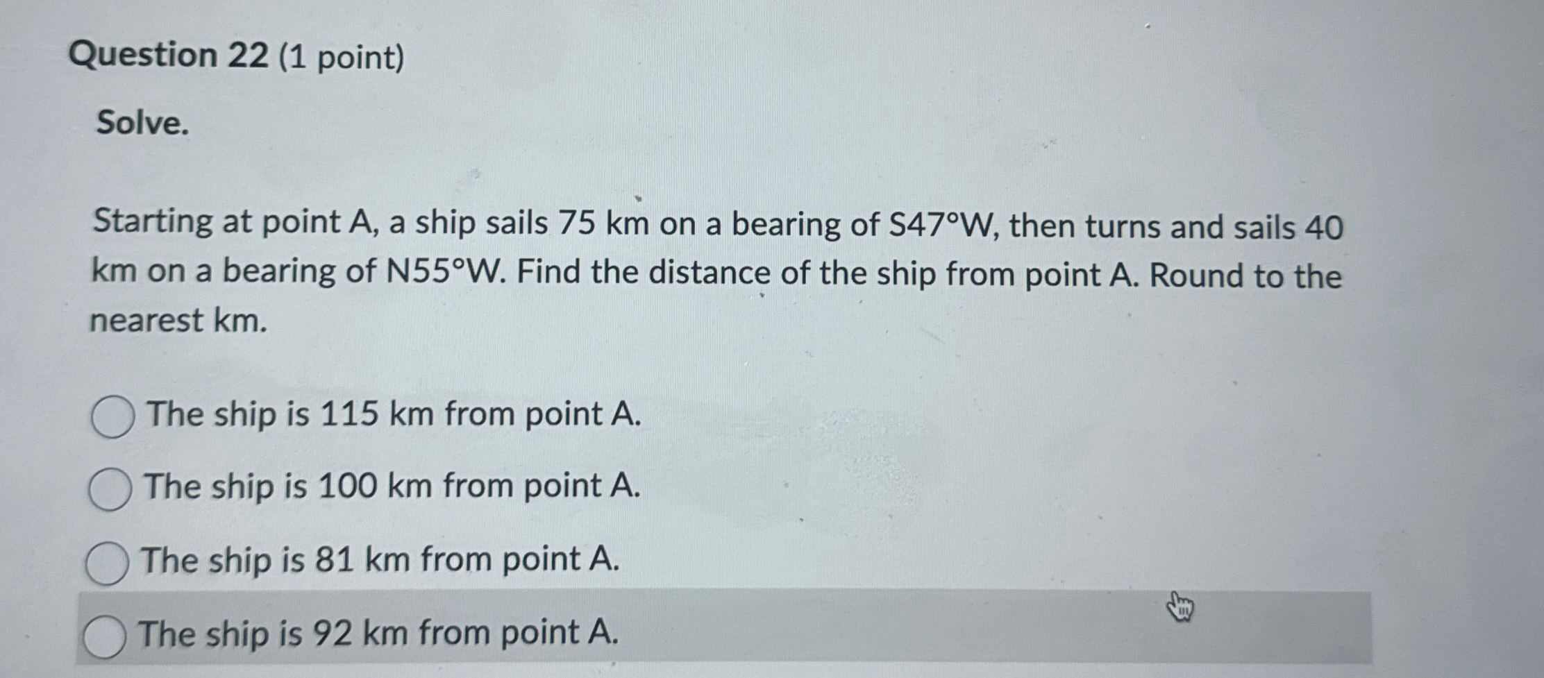 Solved Question 22 1 Point Solve Starting At Point A A Chegg