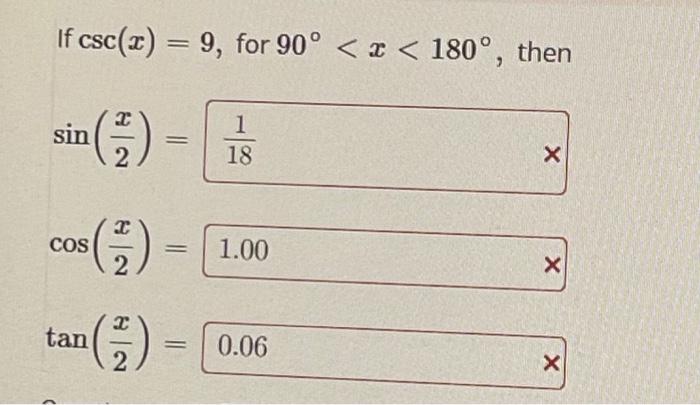 Solved If Csc X 9 For 90 Chegg