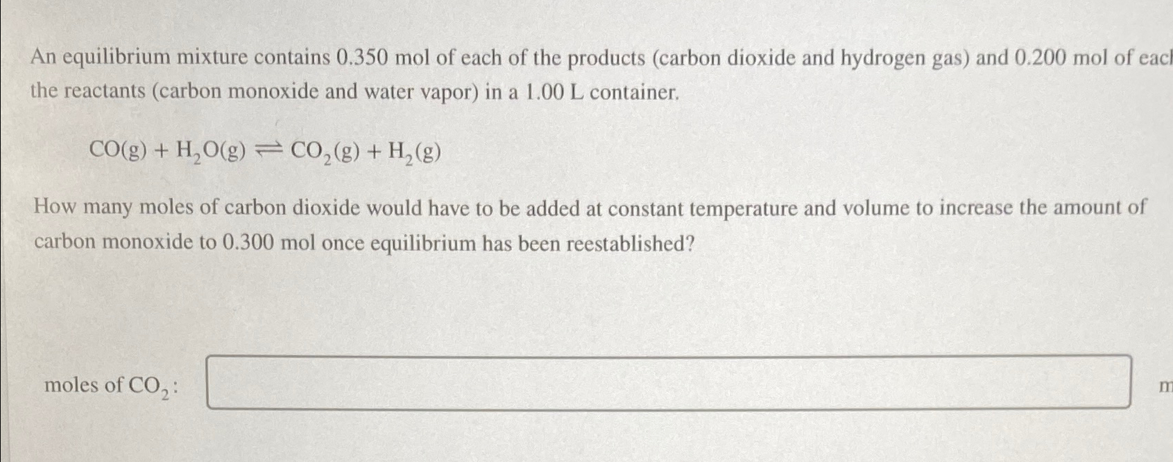 Solved An Equilibrium Mixture Contains 0 350mol Of Each Of Chegg