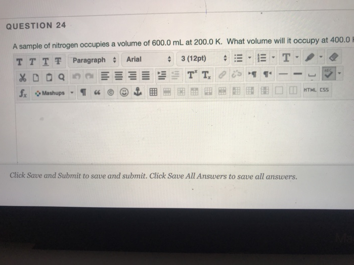 Solved Question A Sample Of Nitrogen Occupies A Volume Of Chegg