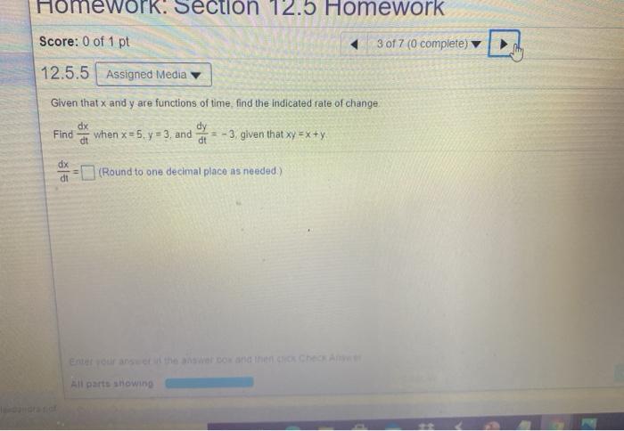 Solved Homework Section 12 5 Homework Score 0 Of 1 Pt 3 Of Chegg