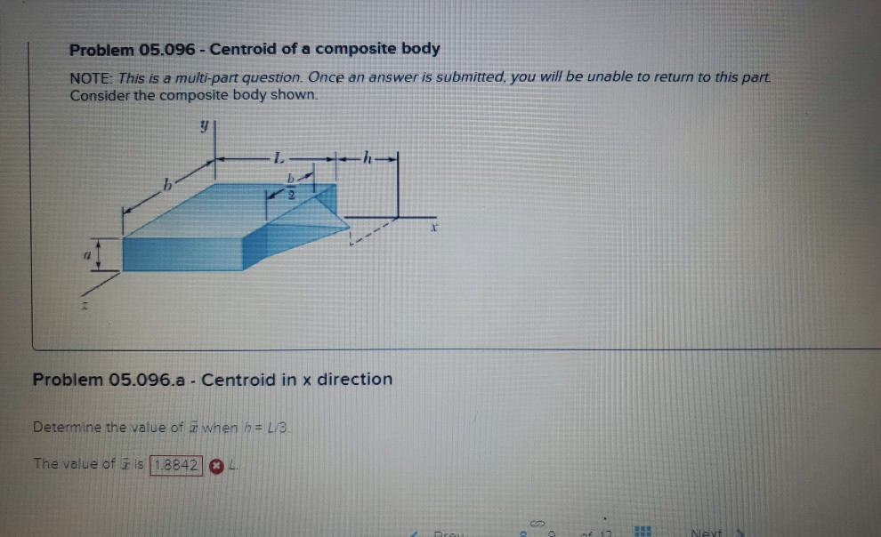 Solved Problem 05 096 Centroid Of A Composite Body NOTE Chegg