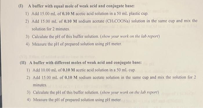 Solved Observations And Calculations A Buffer With Equal Chegg