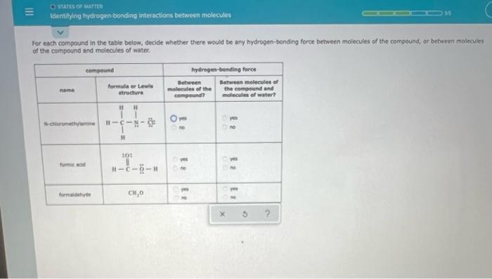 Solved Iii States Of Matt Identifying Hydrogen Bonding Chegg