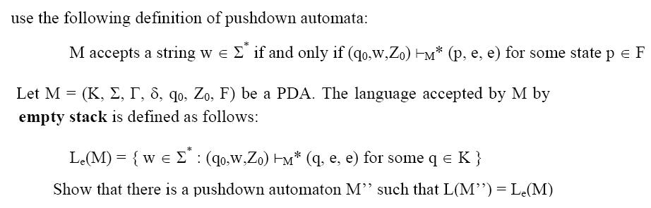 Solved Use The Following Definition Of Pushdown Automata M Chegg