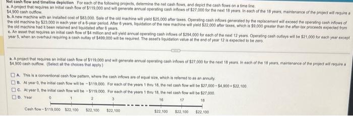 Solved Not Cash Flow And Timeline Depietlon For Each Of The Chegg