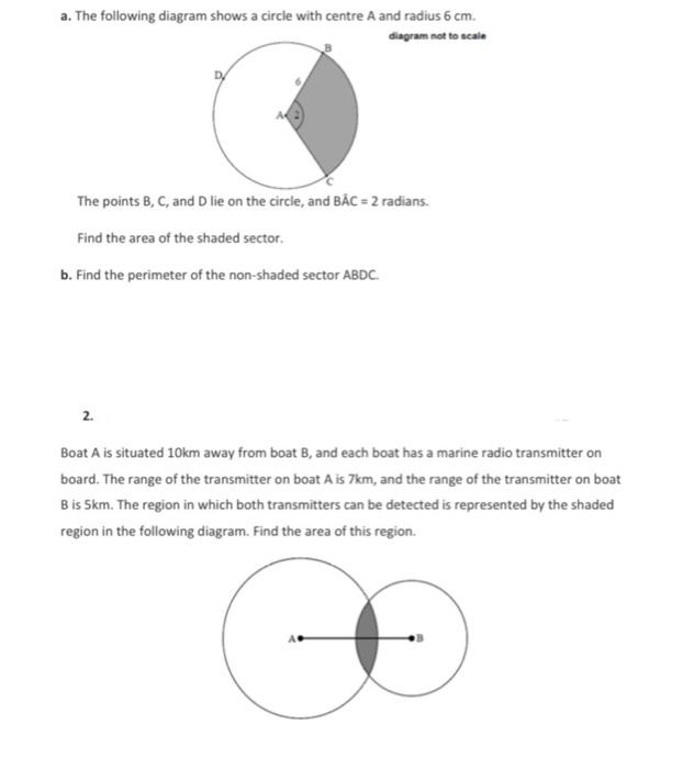 Solved A The Following Diagram Shows A Circle With Centre A Chegg