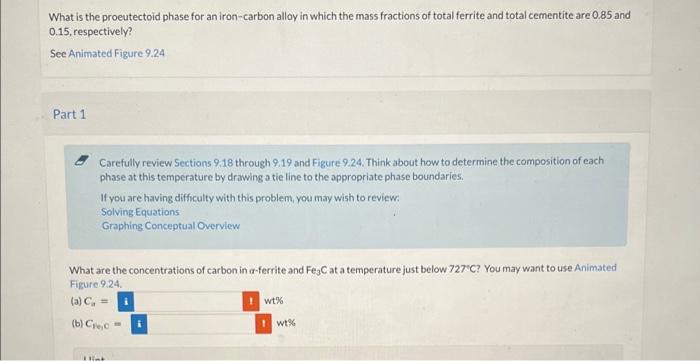 Solved What Is The Proeutectoid Phase For An Iron Carbon Chegg