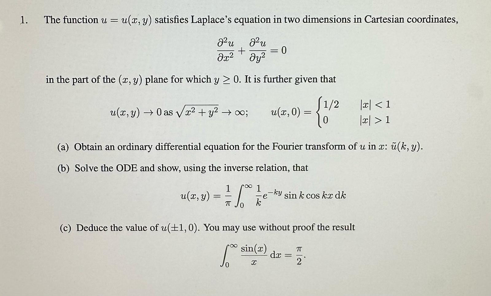 Solved The Function U U X Y Satisfies Laplace S Equation Chegg