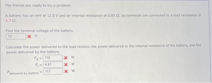 Solved A Battery Has An Emf Of 12 0 V And An Internal Chegg