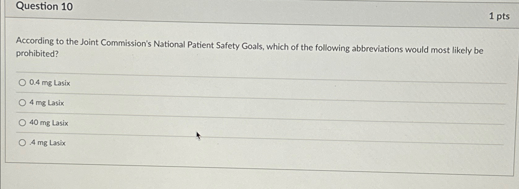 Solved Question 101 PtsAccording To The Joint Commission S Chegg