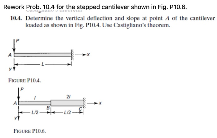 Solved Rework Prob 10 4 For The Stepped Cantilever Shown In Chegg