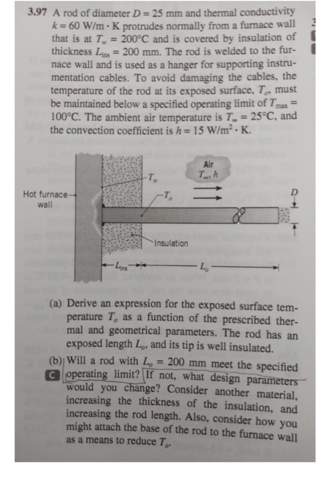 Solved A Rod Of Diameter D Mm And Thermal Chegg