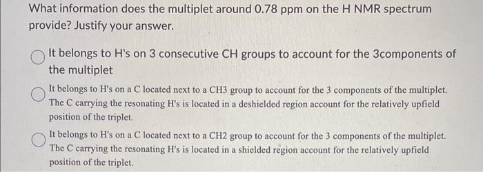 Solved What Information Does The Multiplet Around Ppm On Chegg