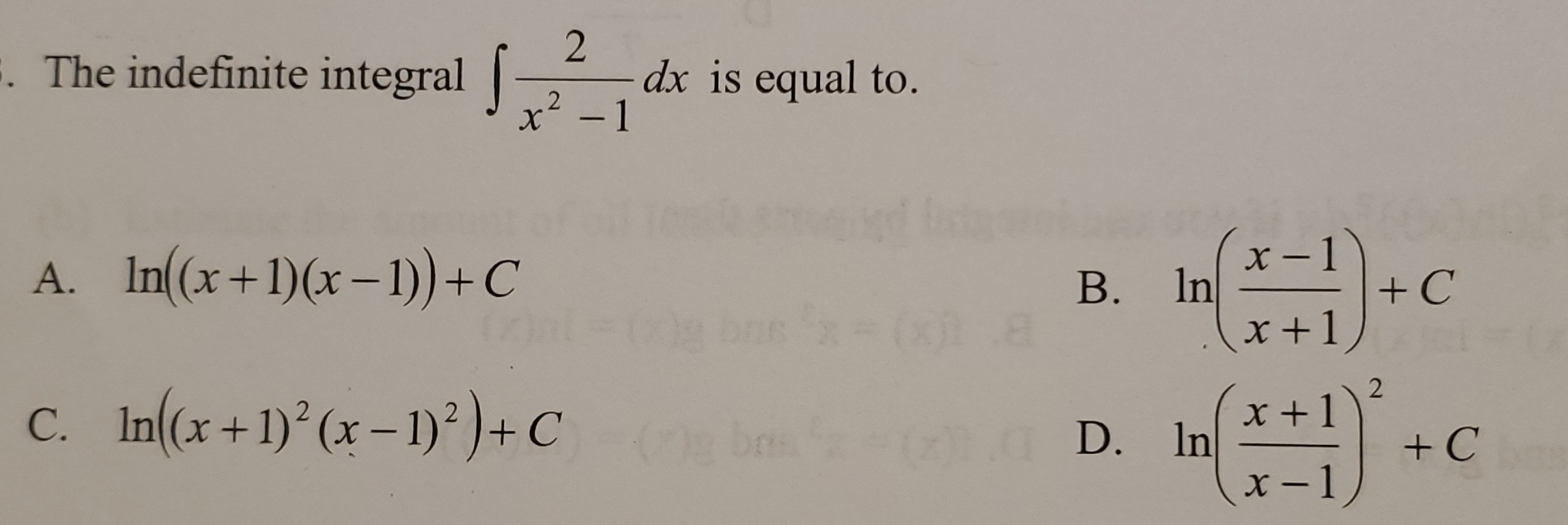 Solved The Indefinite Integral 2x2 1dx Is Equal Chegg