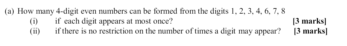 Solved A How Many Digit Even Numbers Can Be Formed From Chegg