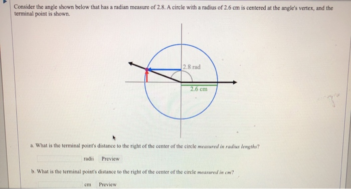 Solved Consider The Angle Shown Below That Has A Radian Chegg