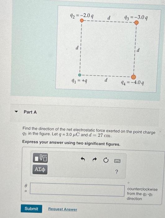 Solved Find The Direction Of The Net Electrostatic Force Chegg