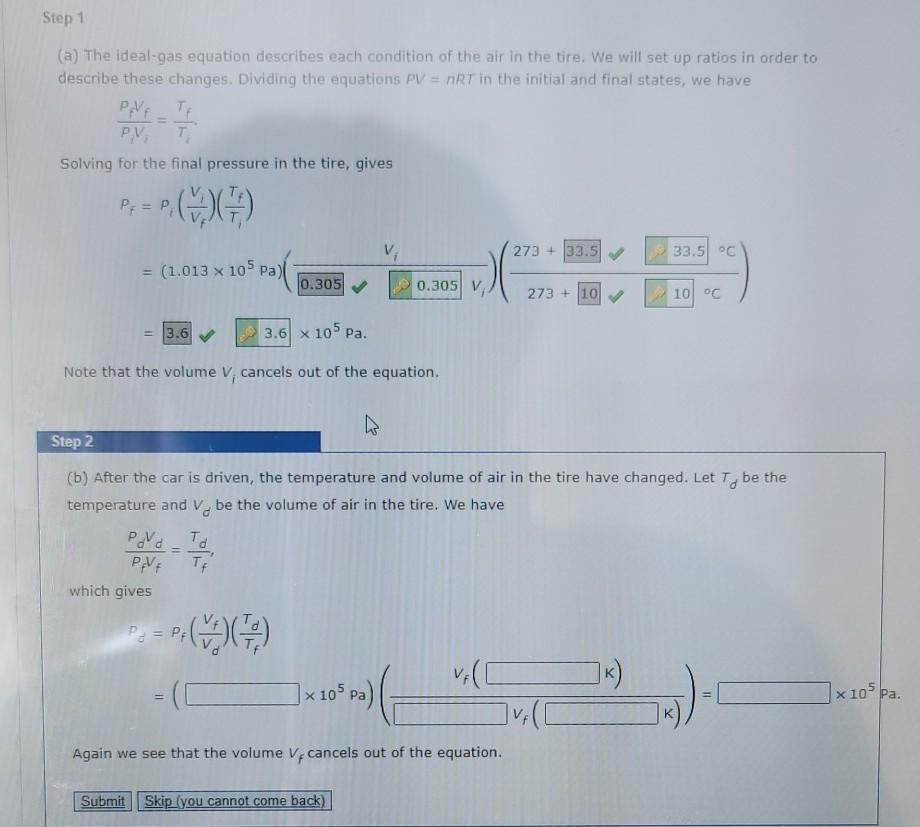 Solved 1 An Automobile Tire Is Inflated With Air Originally Chegg