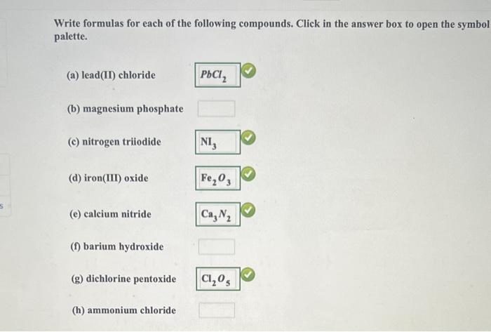 Solved Write Formulas For Each Of The Following Compounds Chegg