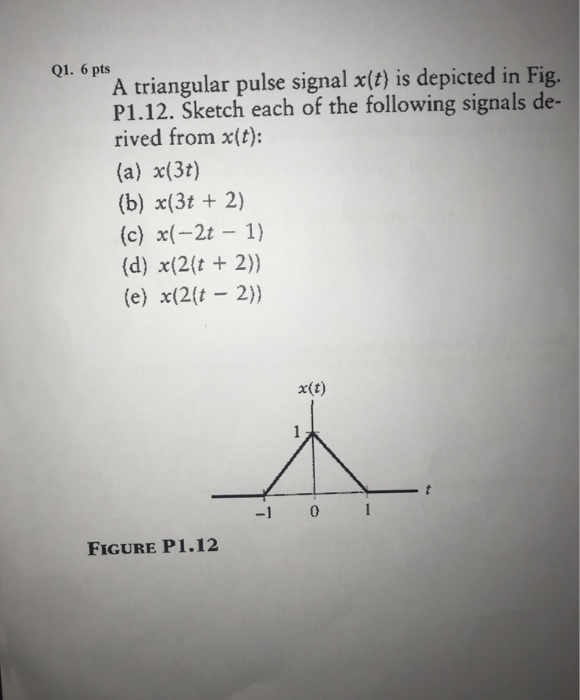 Solved Q Pts A Triangular Pulse Signal X T Is Depicted Chegg