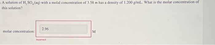 Solved A solution of H₂SO4 aq with a molal concentration Chegg