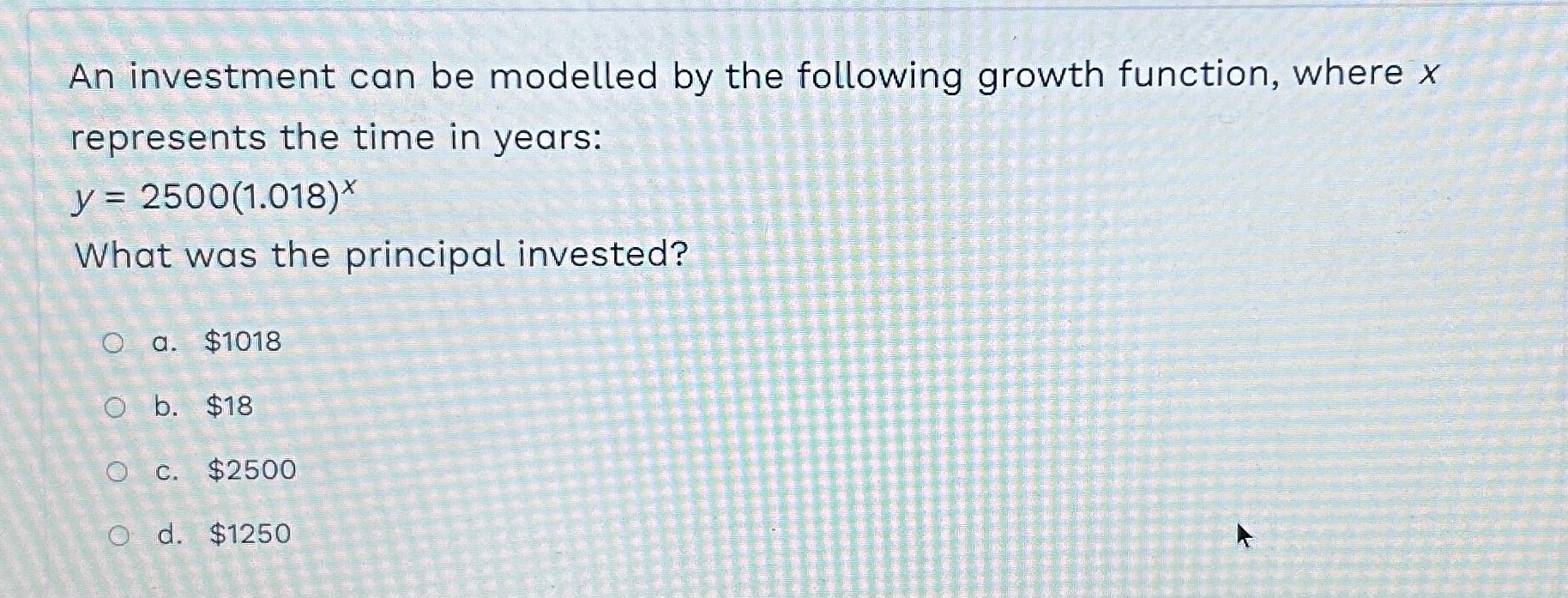 Solved An Investment Can Be Modelled By The Following Growth Chegg