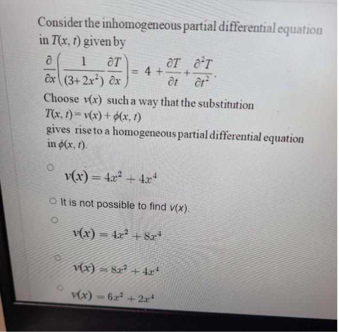 Solved Consider The Inhomogeneous Partial Differential Chegg