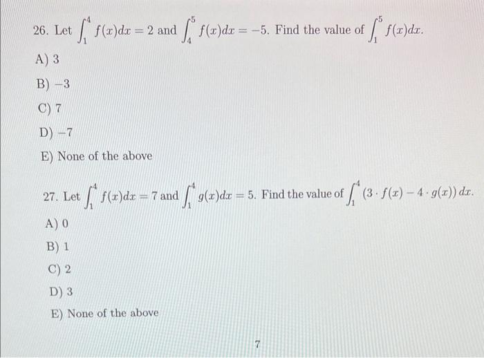 Solved Let F X Dx And F X Dx Find The Value Chegg