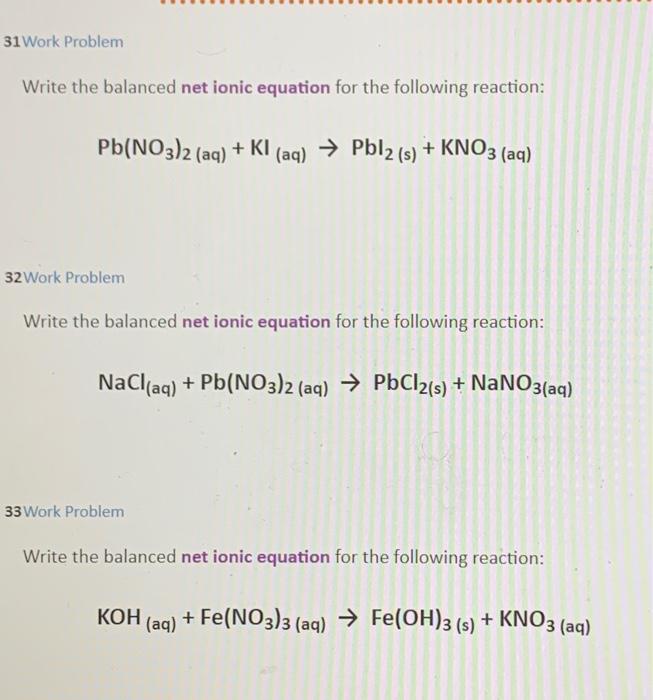 Solved Write The Balanced Net Ionic Equation For The Chegg