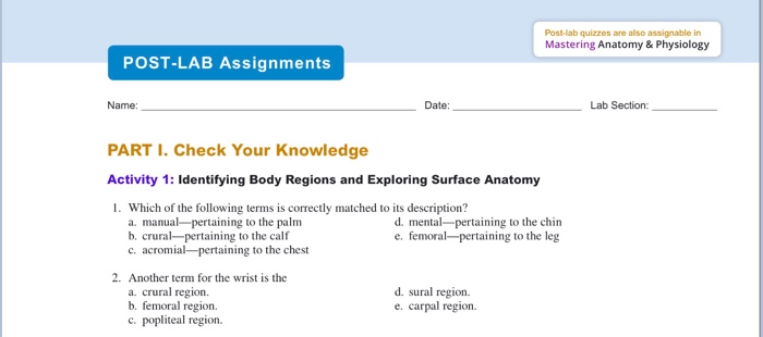 Solved Post Lab Quizzes Are Also Assignable In Mastering Chegg