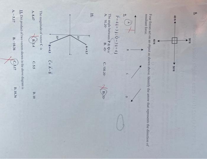 Solved Four Forces Act On An Object As Shown Above Identify Chegg