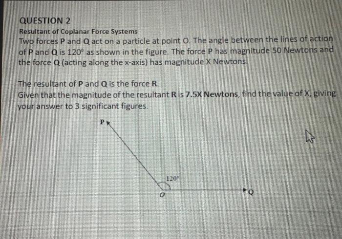 Solved Question Resultant Of Coplanar Force Systems Two Chegg