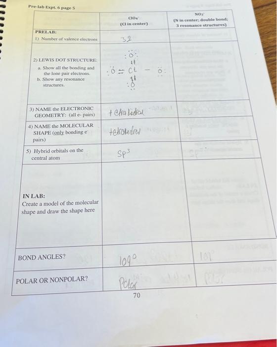 Solved Pre Lab Expt Page Prelab Number Of Valence Chegg