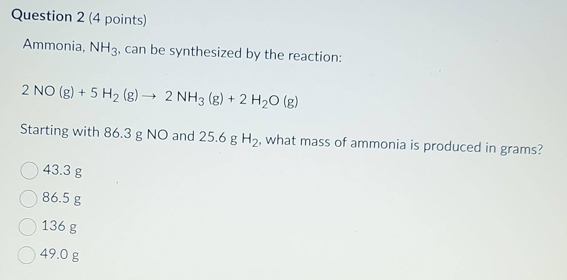 Solved Ammonia NH3 Can Be Synthesized By The Reaction Chegg