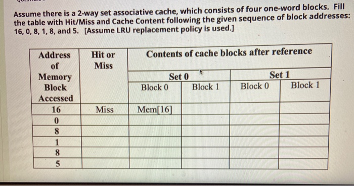 Solved Assume There Is A 2 Way Set Associative Cache Which Chegg