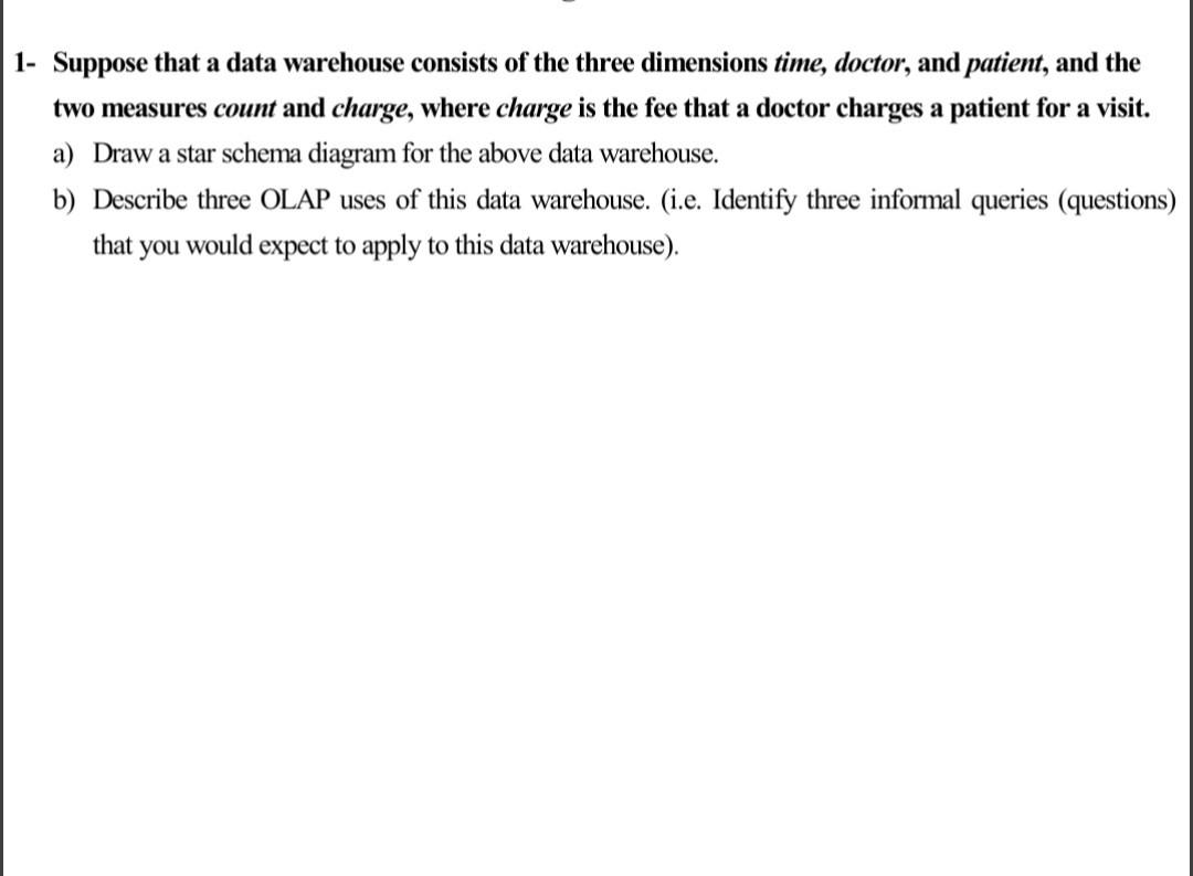 Solved Suppose That A Data Warehouse Consists Of The Three Chegg