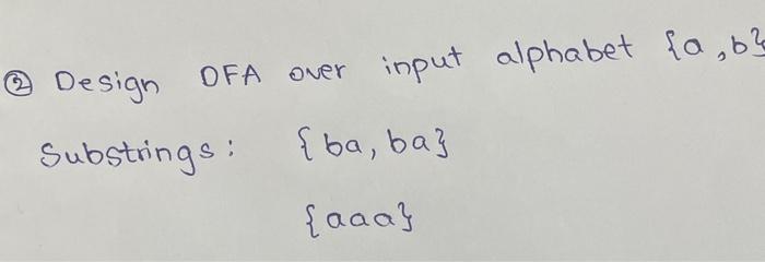 Solved 2 Design DFA Over Input Alphabet A B Substrings Chegg