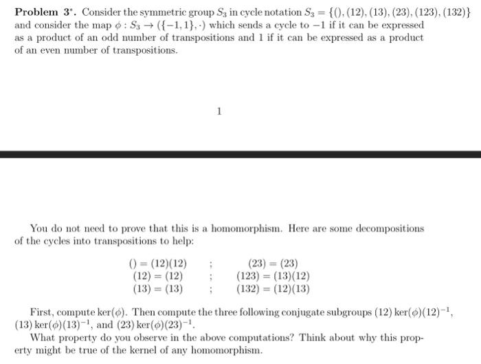 Solved Problem Consider The Symmetric Group S In Cycle Chegg