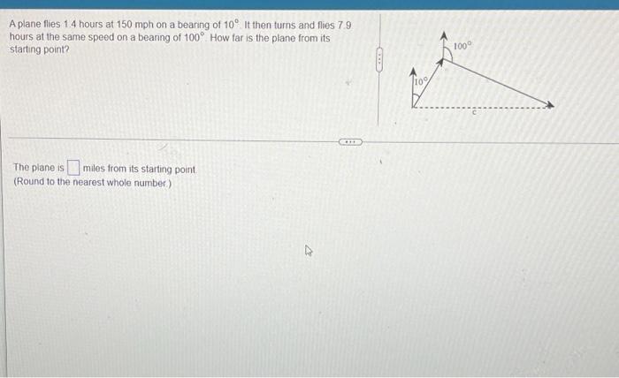 Solved A Plane Flies Hours At Mph On A Bearing Of Chegg