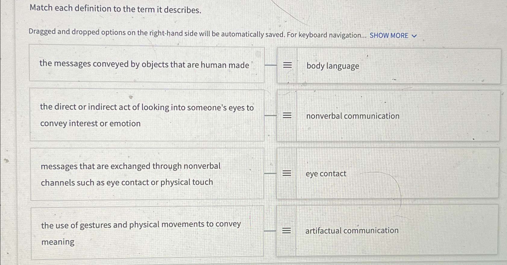 Solved Match Each Definition To The Term It Chegg