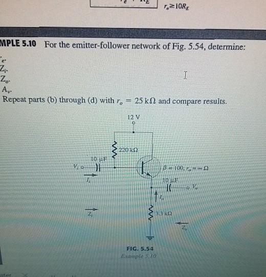 Solved For The Emitter Follower Network Of Determine I B Chegg