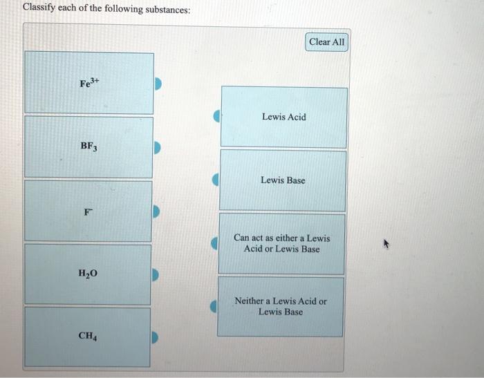 Solved Classify Each Of The Following Substances Clear All Chegg