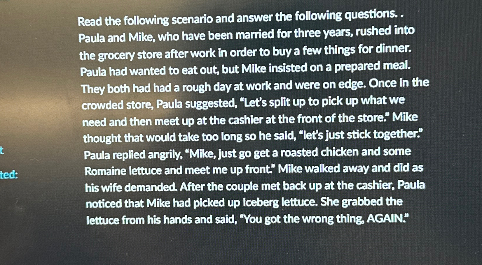 Solved Read The Following Scenario And Answer The Following Chegg