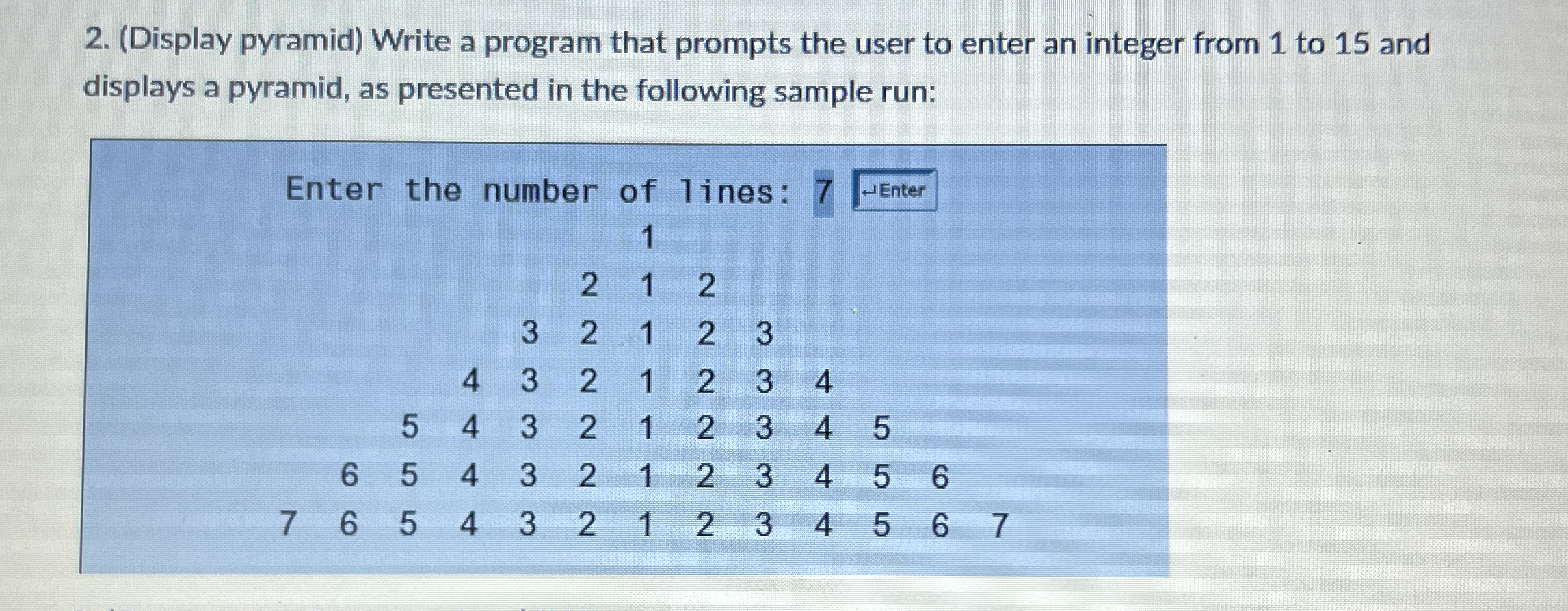 Display Pyramid Write A Program That Prompts The Chegg